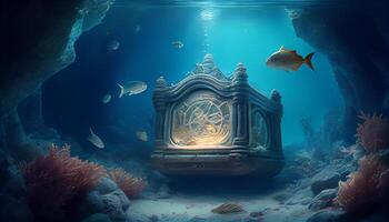 Underwater Ocean Sea Imaginary Fantasy World Digital Illustration photo