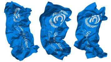 United Nations Framework Convention on Climate Change, UNFCCC Flag Waves Isolated in Different Styles with Bump Texture, 3D Rendering png