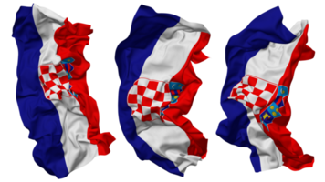 Kroatië vlag golven geïsoleerd in verschillend stijlen met buil textuur, 3d renderen png