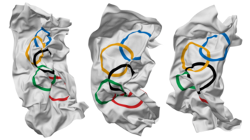 olympic flagga vågor isolerat i annorlunda stilar med stöta textur, 3d tolkning png