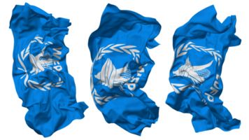 World Food Programme, WFP Flag Waves Isolated in Different Styles with Bump Texture, 3D Rendering png