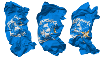 World Meteorological Organization, WMO Flag Waves Isolated in Different Styles with Bump Texture, 3D Rendering png