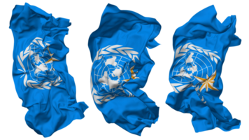 monde météorologique organisation, wmo drapeau vagues isolé dans différent modes avec bosse texture, 3d le rendu png