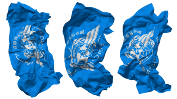 International Civil Aviation Organization, ICAO Flag Waves Isolated in Different Styles with Bump Texture, 3D Rendering png