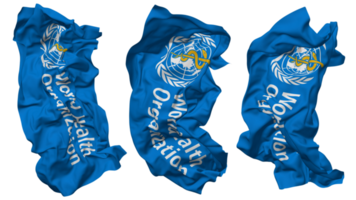 World Health Organization, WHO Flag Waves Isolated in Different Styles with Bump Texture, 3D Rendering png