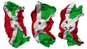 Burundi Flag Waves Isolated in Different Styles with Bump Texture, 3D Rendering png