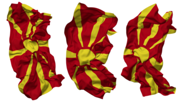 norr macedonia flagga vågor isolerat i annorlunda stilar med stöta textur, 3d tolkning png