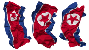 North Korea Flag Waves Isolated in Different Styles with Bump Texture, 3D Rendering png