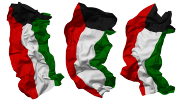 kuwait flagga vågor isolerat i annorlunda stilar med stöta textur, 3d tolkning png