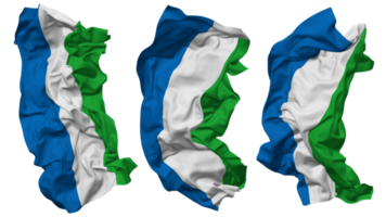 Sierra Leone vlag golven geïsoleerd in verschillend stijlen met buil textuur, 3d renderen png