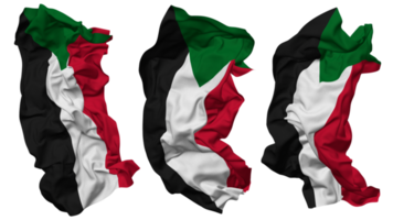 Sudan Flagge Wellen isoliert im anders Stile mit stoßen Textur, 3d Rendern png