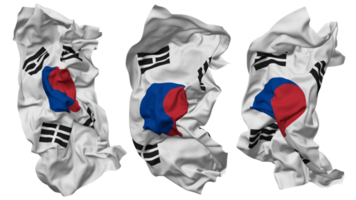 zuiden Korea vlag golven geïsoleerd in verschillend stijlen met buil textuur, 3d renderen png