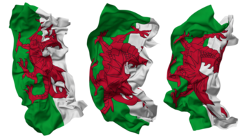 Wales Flagge Wellen isoliert im anders Stile mit stoßen Textur, 3d Rendern png