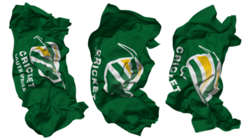 Cricket South Africa Flag Waves Isolated in Different Styles with Bump Texture, 3D Rendering png