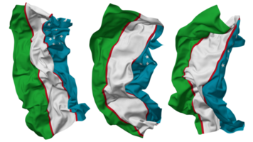 Uzbekistán bandera olas aislado en diferente estilos con bache textura, 3d representación png