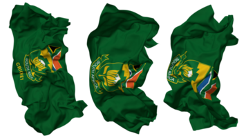 Grilo sul África bandeira ondas isolado dentro diferente estilos com colisão textura, 3d Renderização png