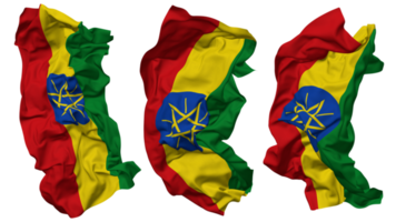 Ethiopie drapeau vagues isolé dans différent modes avec bosse texture, 3d le rendu png