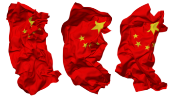 China vlag golven geïsoleerd in verschillend stijlen met buil textuur, 3d renderen png