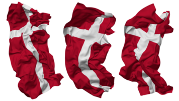 Danmark flagga vågor isolerat i annorlunda stilar med stöta textur, 3d tolkning png