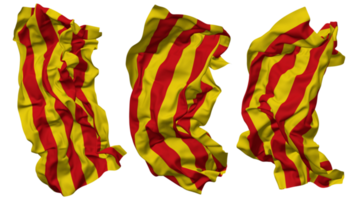 catalonia flagga vågor isolerat i annorlunda stilar med stöta textur, 3d tolkning png