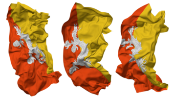 Bhutan Flagge Wellen isoliert im anders Stile mit stoßen Textur, 3d Rendern png