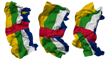 central africain république drapeau vagues isolé dans différent modes avec bosse texture, 3d le rendu png