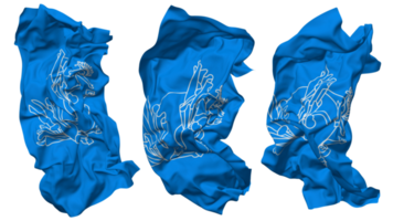 universal postal Unión, arriba bandera olas aislado en diferente estilos con bache textura, 3d representación png