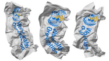 World Health Organization, WHO Flag Waves Isolated in Different Styles with Bump Texture, 3D Rendering png