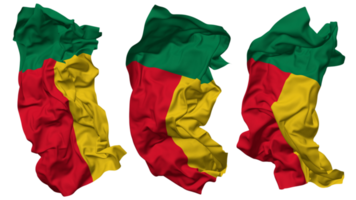 Benin Flagge Wellen isoliert im anders Stile mit stoßen Textur, 3d Rendern png