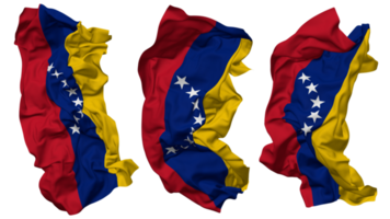 bolivarisch Republik von Venezuela Flagge Wellen isoliert im anders Stile mit stoßen Textur, 3d Rendern png