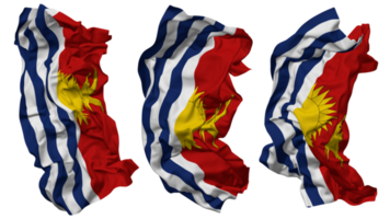 Kiribati bandeira ondas isolado dentro diferente estilos com colisão textura, 3d Renderização png