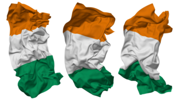 Ivory Coast Flag Waves Isolated in Different Styles with Bump Texture, 3D Rendering png