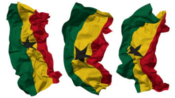 Ghana drapeau vagues isolé dans différent modes avec bosse texture, 3d le rendu png