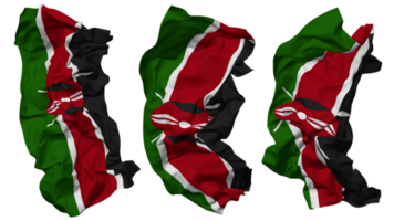 Kenya drapeau vagues isolé dans différent modes avec bosse texture, 3d le rendu png