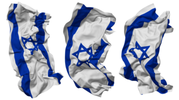 Israel flagga vågor isolerat i annorlunda stilar med stöta textur, 3d tolkning png