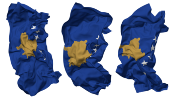 Kosovo bandera olas aislado en diferente estilos con bache textura, 3d representación png