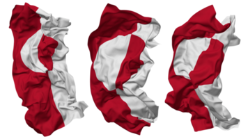 Grönland Flagge Wellen isoliert im anders Stile mit stoßen Textur, 3d Rendern png