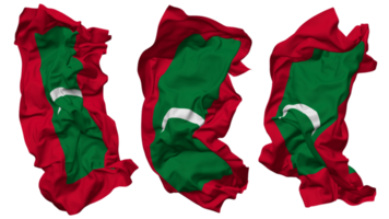 Maldivas bandera olas aislado en diferente estilos con bache textura, 3d representación png