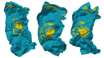 Kazachstan vlag golven geïsoleerd in verschillend stijlen met buil textuur, 3d renderen png