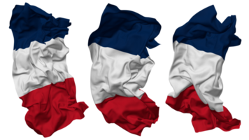 Francia bandera olas aislado en diferente estilos con bache textura, 3d representación png