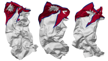 Nepal Flagge Wellen isoliert im anders Stile mit stoßen Textur, 3d Rendern png