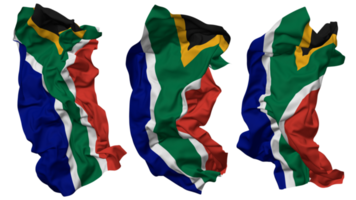 South Africa Flag Waves Isolated in Different Styles with Bump Texture, 3D Rendering png