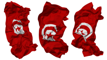 Túnez bandera olas aislado en diferente estilos con bache textura, 3d representación png