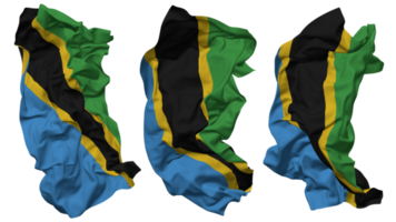 Tanzânia bandeira ondas isolado dentro diferente estilos com colisão textura, 3d Renderização png