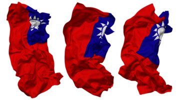 Taiwan Flag Waves Isolated in Different Styles with Bump Texture, 3D Rendering png