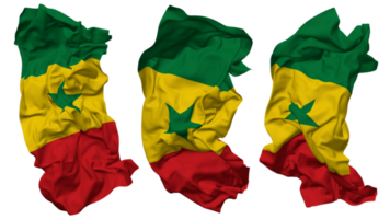 Senegal bandera olas aislado en diferente estilos con bache textura, 3d representación png