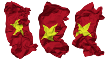 Vietnam bandera olas aislado en diferente estilos con bache textura, 3d representación png