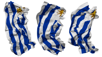 Uruguay Flagge Wellen isoliert im anders Stile mit stoßen Textur, 3d Rendern png