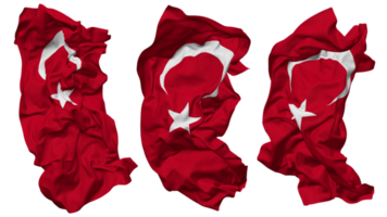 Kalkon, turkiye flagga vågor isolerat i annorlunda stilar med stöta textur, 3d tolkning png