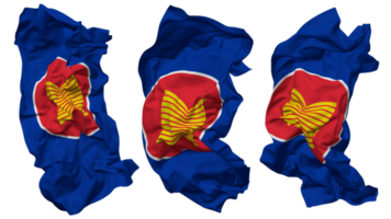 Association of Southeast Asian Nations, ASEAN Flag Waves Isolated in Different Styles with Bump Texture, 3D Rendering png